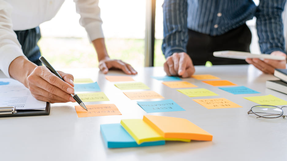 Marketing strategy sticky notes