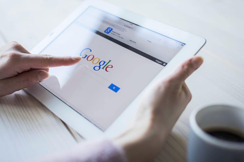 Google searching on tablet