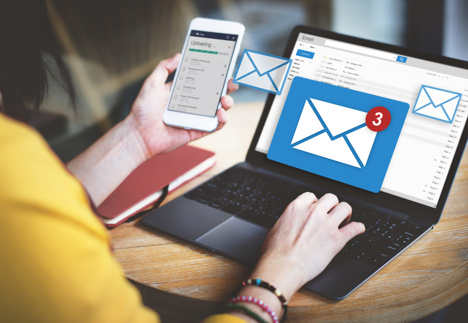 Woman checking emails