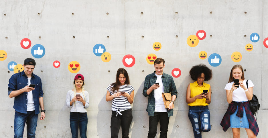 Group interacting on social media
